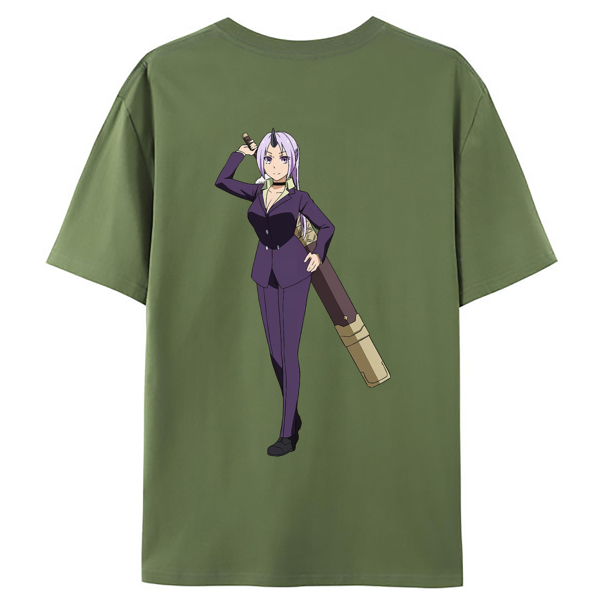 （画像用） 転スラ Regarding Reincarnated to Slime 綿100％ メンズ半袖Tシャツ（バックプリント） 通気性